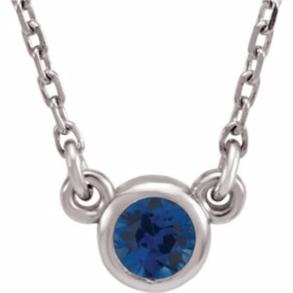 61134:60023:P 14kt White Blue Sapphire 16" Necklace