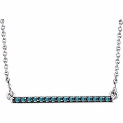 651738:6003:P 14kt White Rhodium Plated 1/6 CTW Blue Diamond 18" Bar Necklace