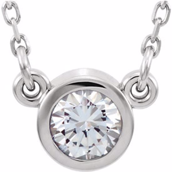 61134:60013:P 14kt White White Sapphire 16" Necklace 