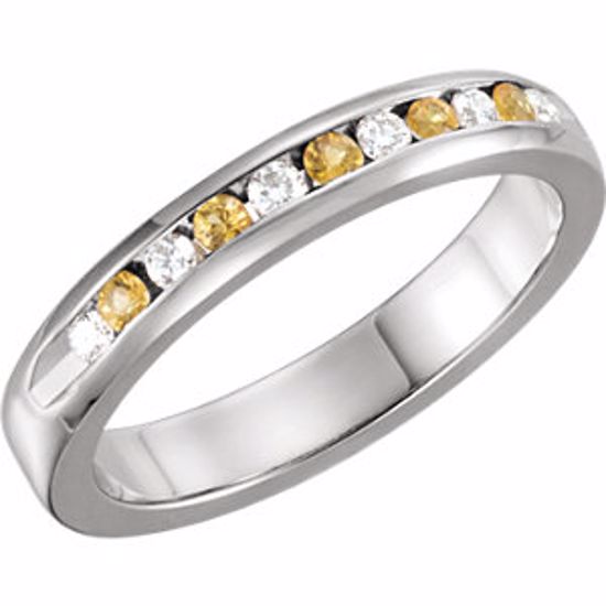 62855:60015:P Yellow Sapphire & 1/8 CTW Diamond Classic Channel Set Anniversary Band