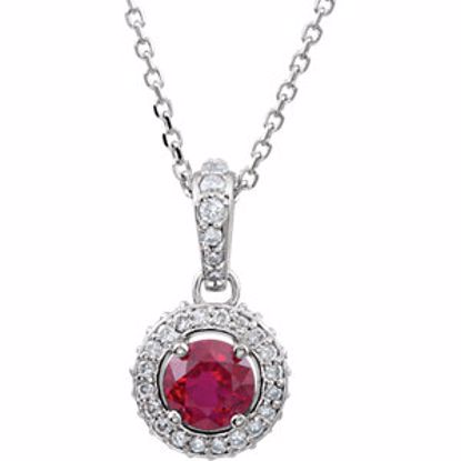 68601:60004:P Platinum Ruby & 1/4 CTW Diamond 18" Necklace