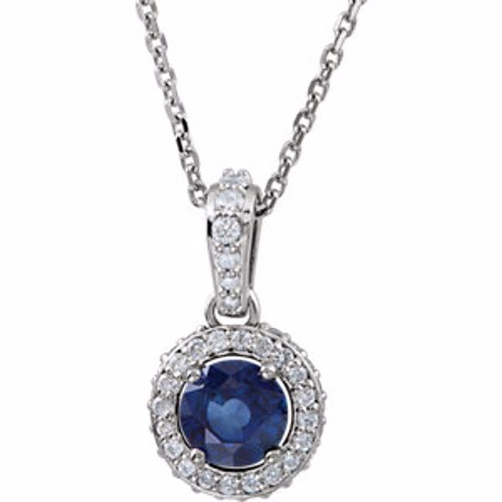 68601:60005:P Platinum Blue Sapphire & 1/4 CTW Diamond 18" Necklace