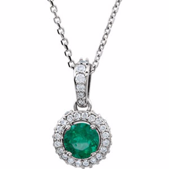 68601:60006:P Platinum Emerald & 1/4 CTW Diamond 18" Necklace