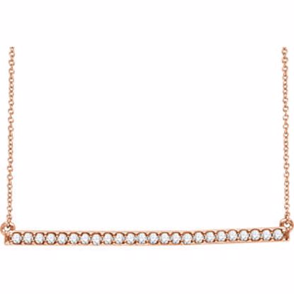 651084:60005:P 14kt Rose 1/3 CTW Diamond Bar 16-18" Necklace