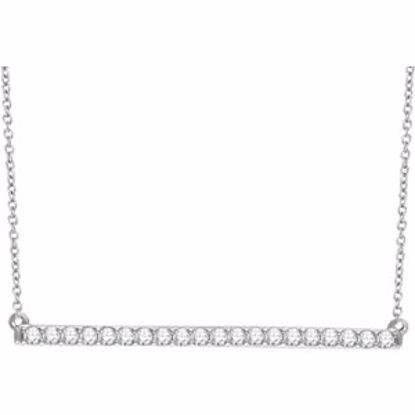 651084:60007:P 14kt White 1/2 CTW Diamond Bar 16-18" Necklace