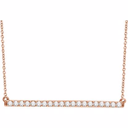 651084:60008:P 14kt Rose 1/2 CTW Diamond Bar 16-18" Necklace