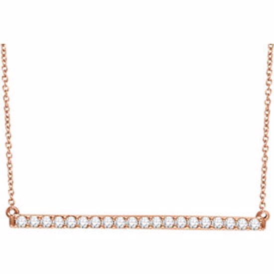 651084:60008:P 14kt Rose 1/2 CTW Diamond Bar 16-18" Necklace