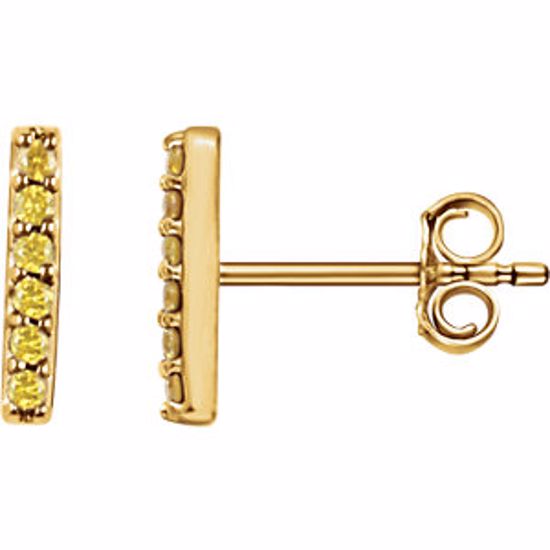 651757:60005:P 14kt Yellow 1/10 CTW Yellow Diamond Vertical Bar Earrings