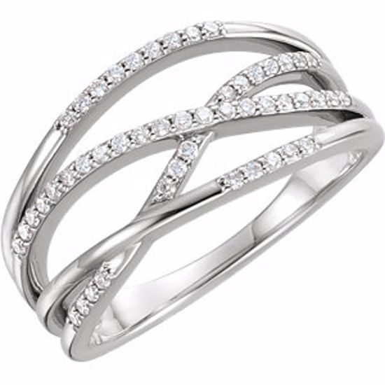 122658:6001:P 14kt White 1/4 CTW Diamond Criss-Cross Ring