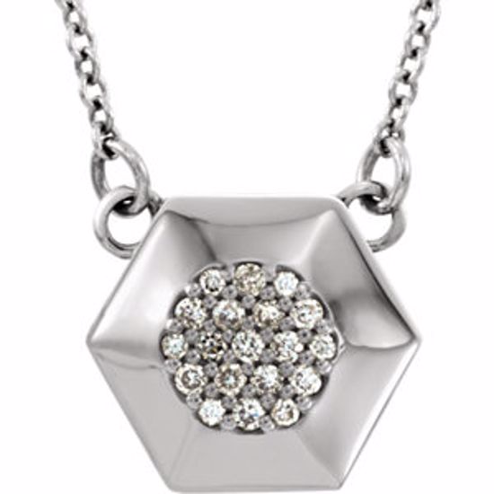 86234:101:P 14kt White .08 CTW Diamond Geometric 16.5" Necklace