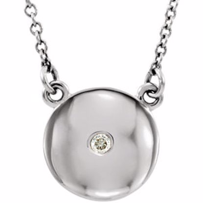 86236:101:P 14kt White .02 CTW Diamond Domed 16.5" Necklace