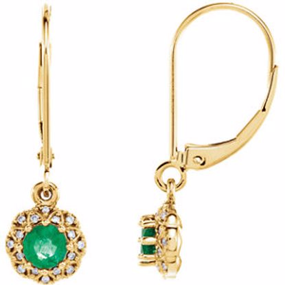 86247:6002:P 14kt Yellow Emerald & .08 CTW Diamond Earrings