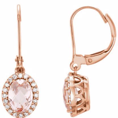 651875:60000:P 14kt Rose Morganite & 1/5 CTW Diamond Earrings