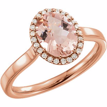 651874:60000:P 14kt Rose Morganite & 1/8 CTW Diamond Ring 