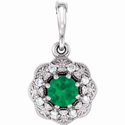 86244:6008:P 14kt White Emerald & .06 CTW Diamond Pendant