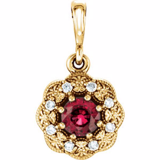 86244:6006:P 14kt Yellow Ruby & .06 CTW Diamond Pendant