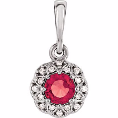 86246:6007:P Platinum Ruby & .04 CTW Diamond Halo-Style Pendant 