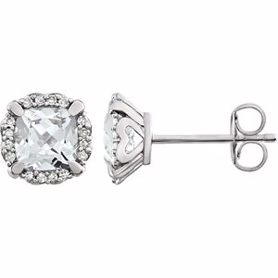 651954:60004:P 14kt White Created White Sapphire & 1/10 CTW Diamond Earrings