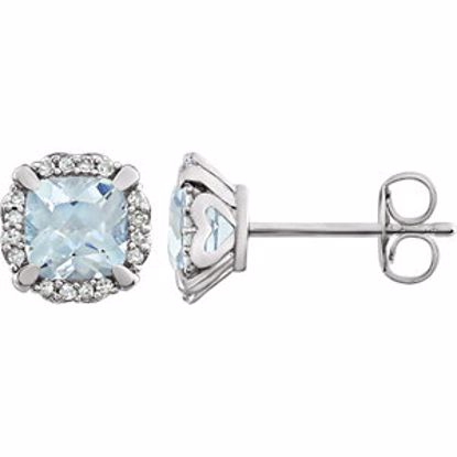 651954:60003:P 14kt White Aquamarine & 1/10 CTW Diamond Earrings