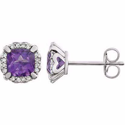 651954:60002:P 14kt White Amethyst & 1/10 CTW Diamond Earrings