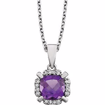 651953:60002:P 14kt White Amethyst & .05 CTW Diamond 18" Necklace