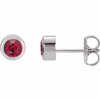 61086:60025:P 14kt White Chatham® Created Ruby Earrings