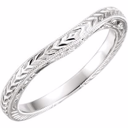 651860:105:P 14kt White .03 CTW Diamond Hand Engraved Band 