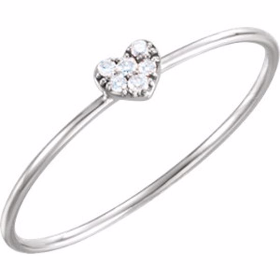 651921:60002:P 14kt White .03 CTW Diamond Petite Heart Ring