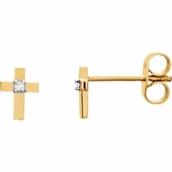 651934:60000:P 14kt Yellow .01 CTW Diamond Cross Earrings