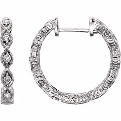 651971:60000:P 14kt White 1/8 CTW Diamond Hoop Earrings 