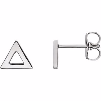 86256:6006:P 14kt White Triangle Earrings