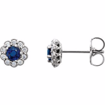 86254:6004:P 14kt White Blue Sapphire & 1/6 CTW Diamond Earrings