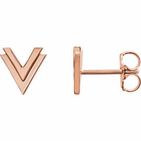 86258:6008:P 14kt Rose Double "V" Earrings