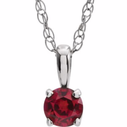 28393:70067:P 14kt White Ruby "July" Birthstone 14" Necklace