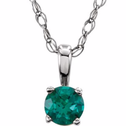 28393:70063:P 14kt White Emerald "May" Birthstone 14" Necklace