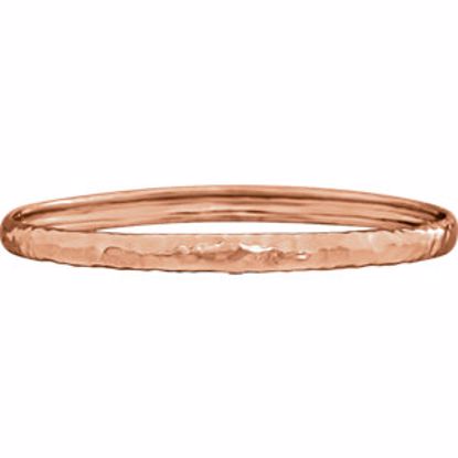 86087:60000:P 14kt Rose 5.1mm Hammered Bangle Bracelet