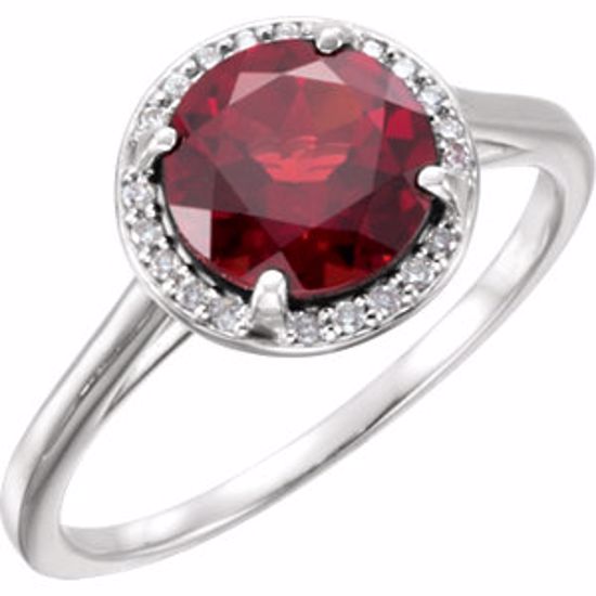 71632:70006:P 14kt White Mozambique Garnet and .05CTW Diamond Ring