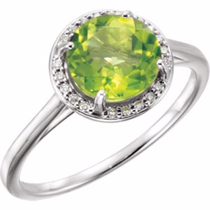 71632:70018:P 14kt White Peridot and .05CTW Diamond Ring