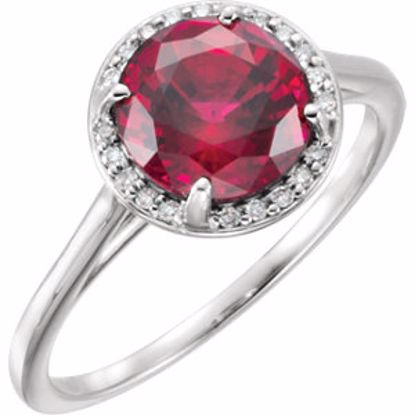 71632:70016:P 14kt White Chatham® Created Ruby and .05CTW Diamond Ring