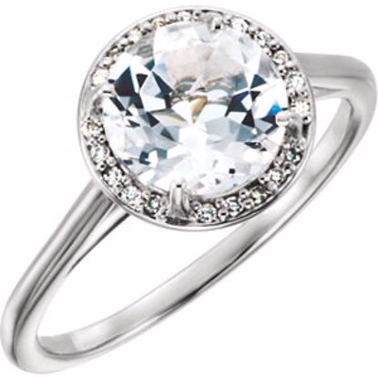 71632:70010:P 14kt White White Topaz and .05CTW Diamond Ring