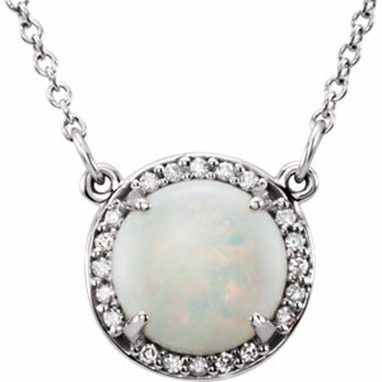 85905:70018:P 14kt White Opal & .05 CTW Diamond 16" Necklace