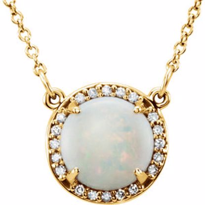 85905:70019:P 14kt Yellow Opal & .05 CTW Diamond 16" Necklace