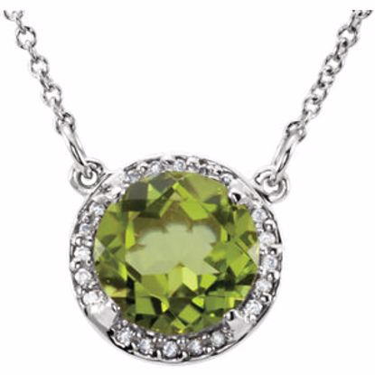 85905:70016:P 14kt White Peridot & .05 CTW Diamond 16" Necklace