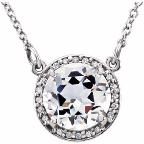 85905:70008:P 14kt White White Topaz & .05 CTW Diamond 16" Necklace