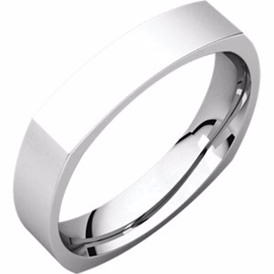 SQR9:2001:P 10kt White 4mm Square Comfort Fit Band