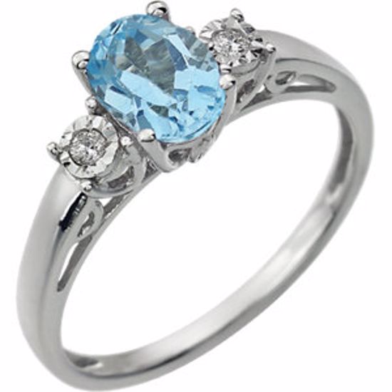 651544:111:P 14kt White Aquamarine & .04 CTW Diamond Ring