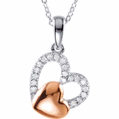 650080:60000:P Sterling Silver & 10kt Rose 1/6 CTW Diamond Heart 18" Necklace