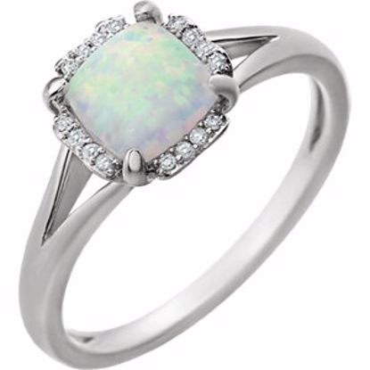 651952:60010:P 14kt White Created Opal & .05 CTW Diamond Ring