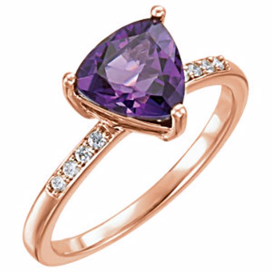 71792:6002:P 14kt Rose Amethyst & .08 CTW Diamond Ring  