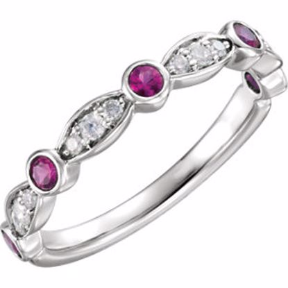 651989:60001:P 14kt White Ruby & 1/6 CTW Diamond Ring